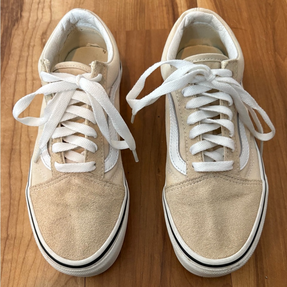 Old Skool Vans, Beige Canvas and Suede Low top Sneaker, Unisex W 5.5, M 4 - Picture 3 of 8